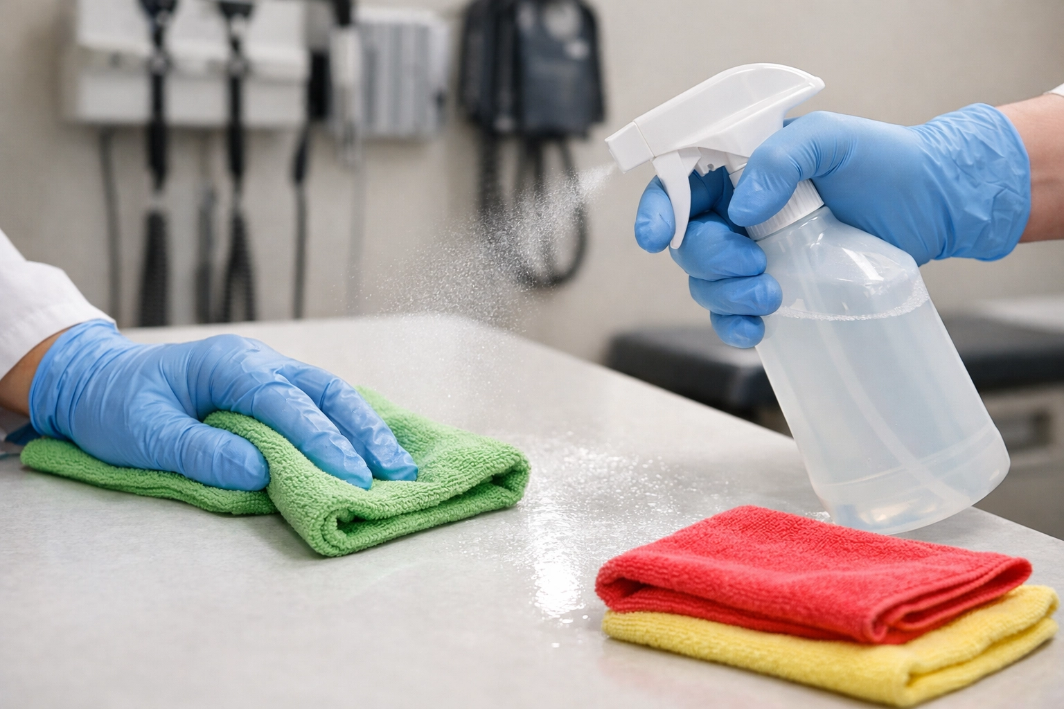 A perfectly sanitized medical exam room in Worcester showcasing expert clinical-grade cleaning.