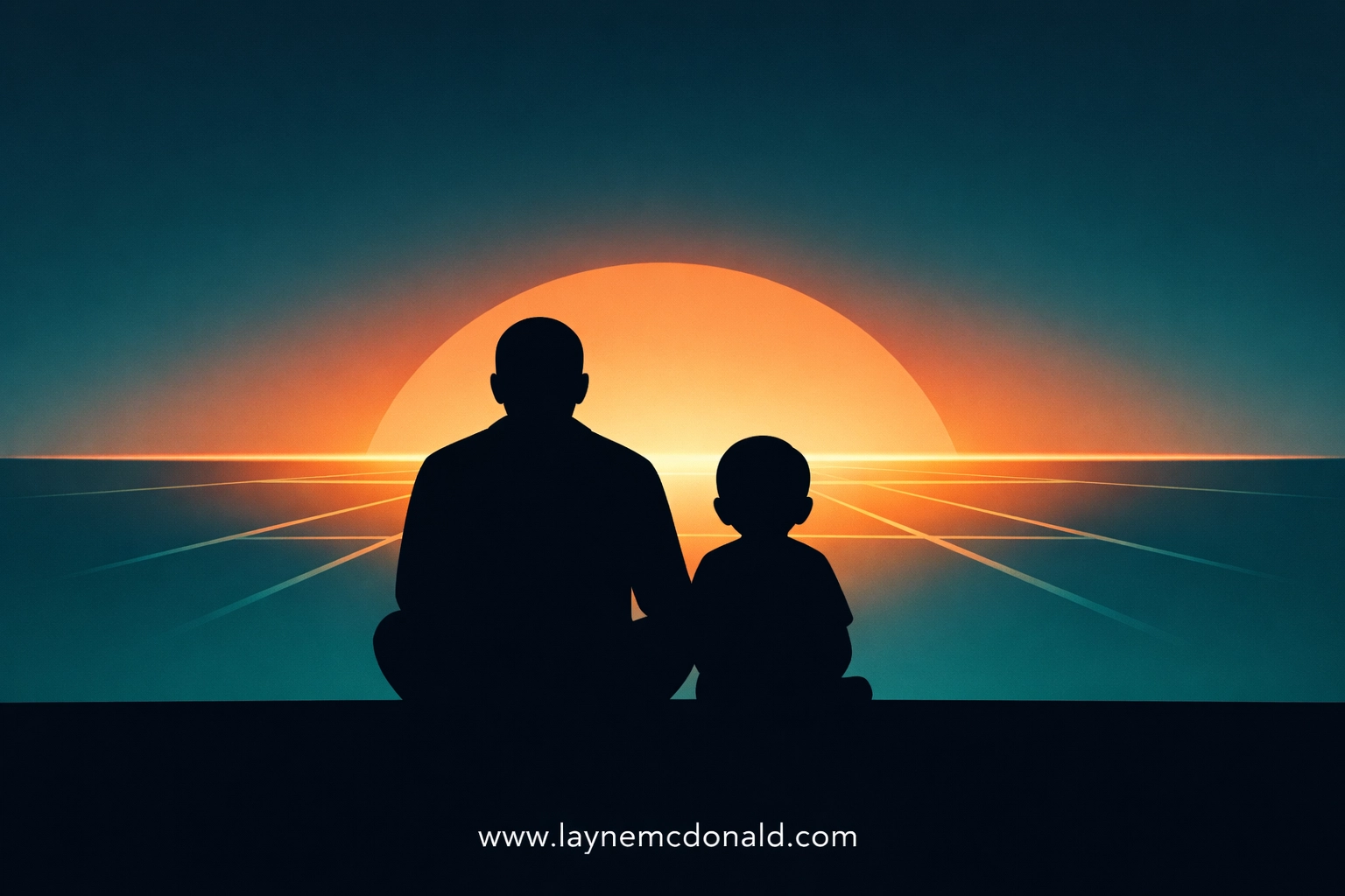Silhouette of a parent and child sitting together, representing parental guidance for Christian movie reviews.