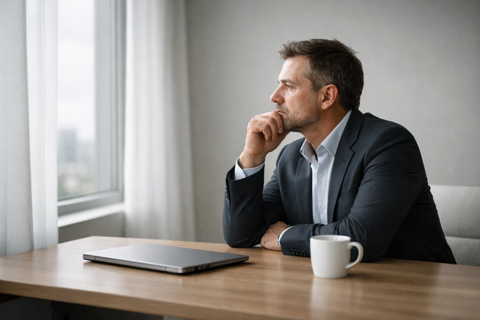 Business owner contemplating post-sale liability risks and future restrictions