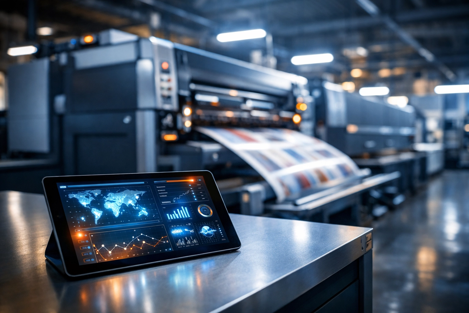 Real-time tracking dashboard for direct mail automation in a high-tech digital printing and fulfillment facility.