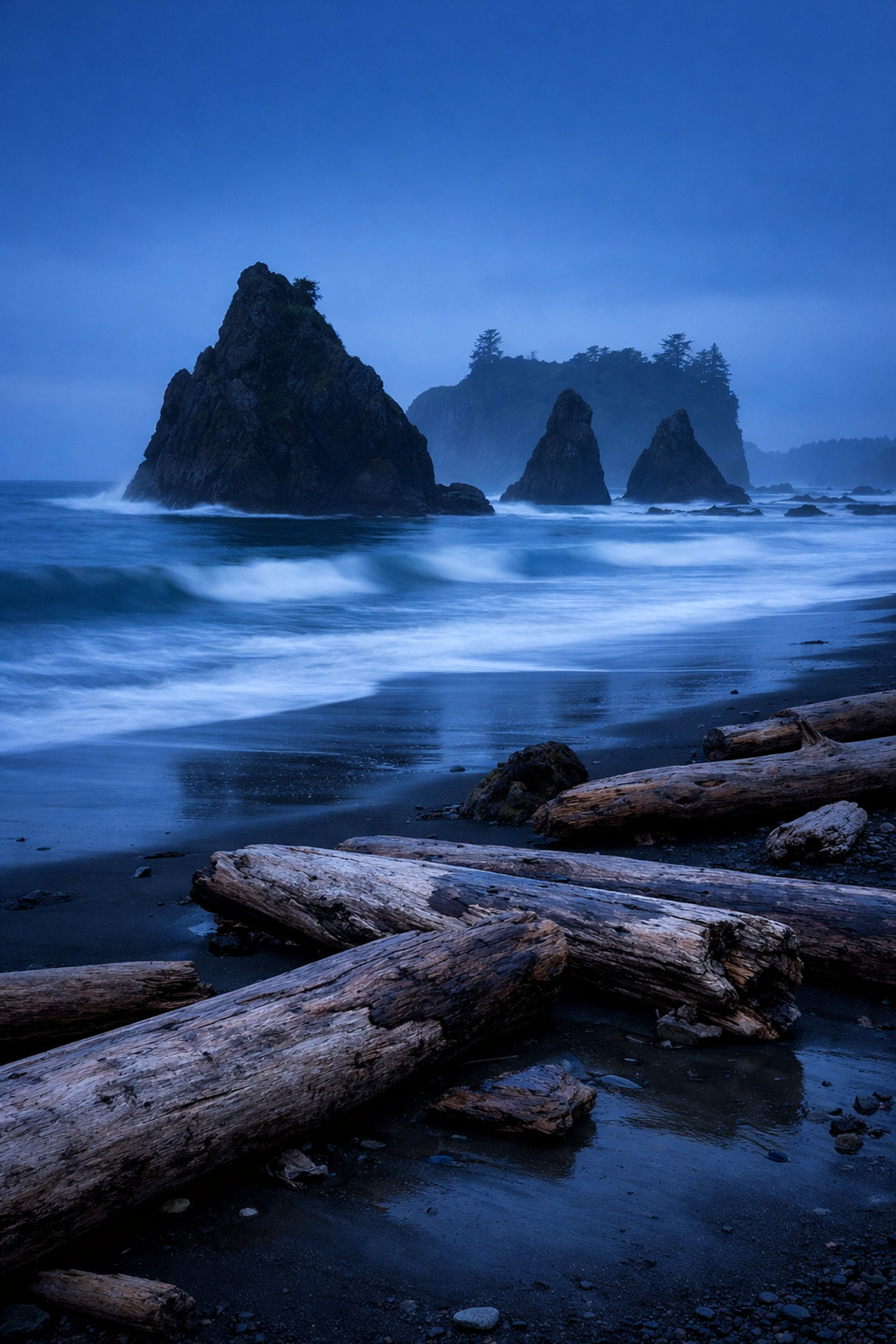 Dramatic sea stacks at Ruby Beach in Olympic National Park, a premier landscape photography location.