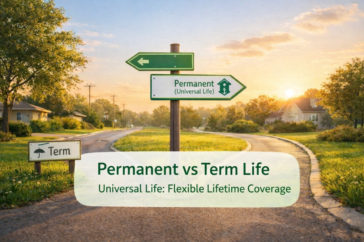 Lead image: Permanent vs Term Life — Universal Life flexible lifetime coverage (brand colors #54B435 and #EDFBE2).