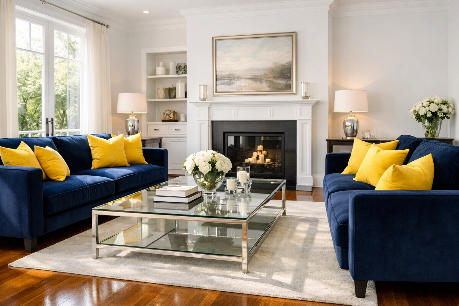 Spotless, sunlit luxury living room following a professional deep cleaning Marlborough service.