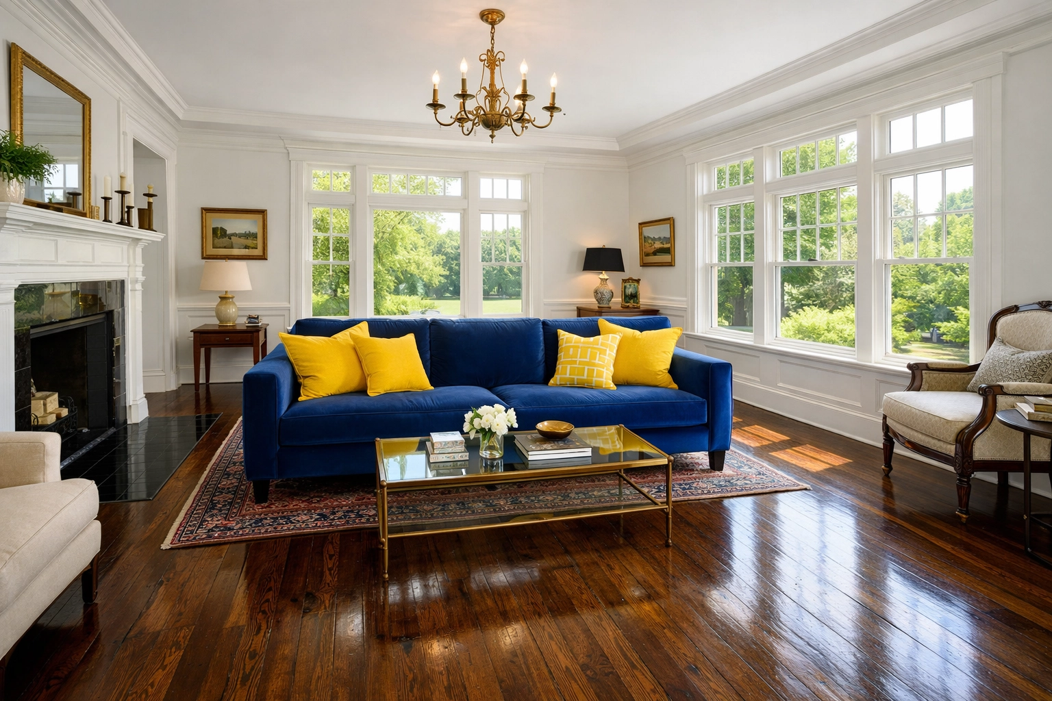 Clean Groton living room showing results of weekly house cleaning services.