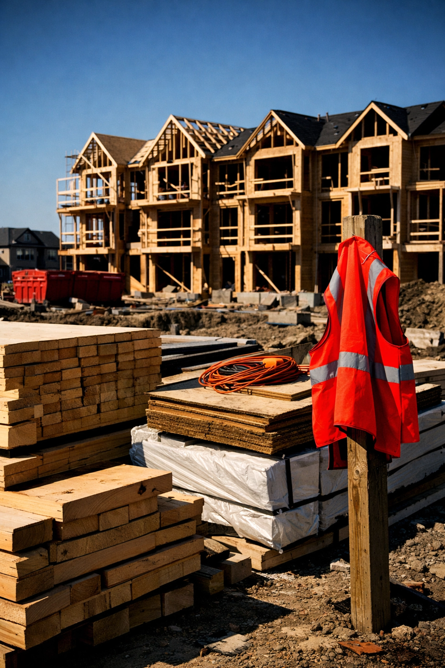 New home construction site in Canada highlighting the ongoing housing supply and shelter costs.