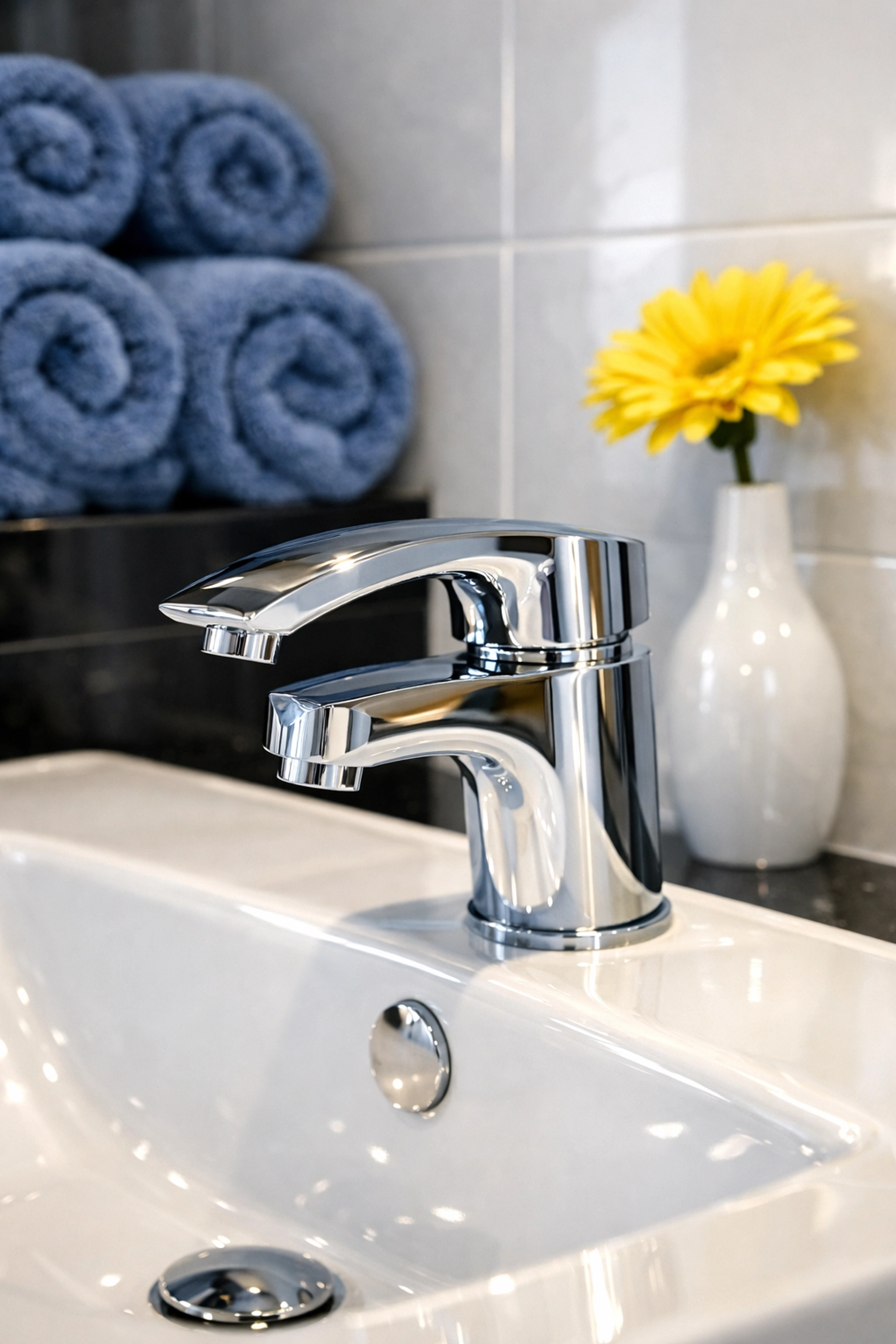 Sparkling clean bathroom vanity and faucet following detailed deep cleaning services Littleton.