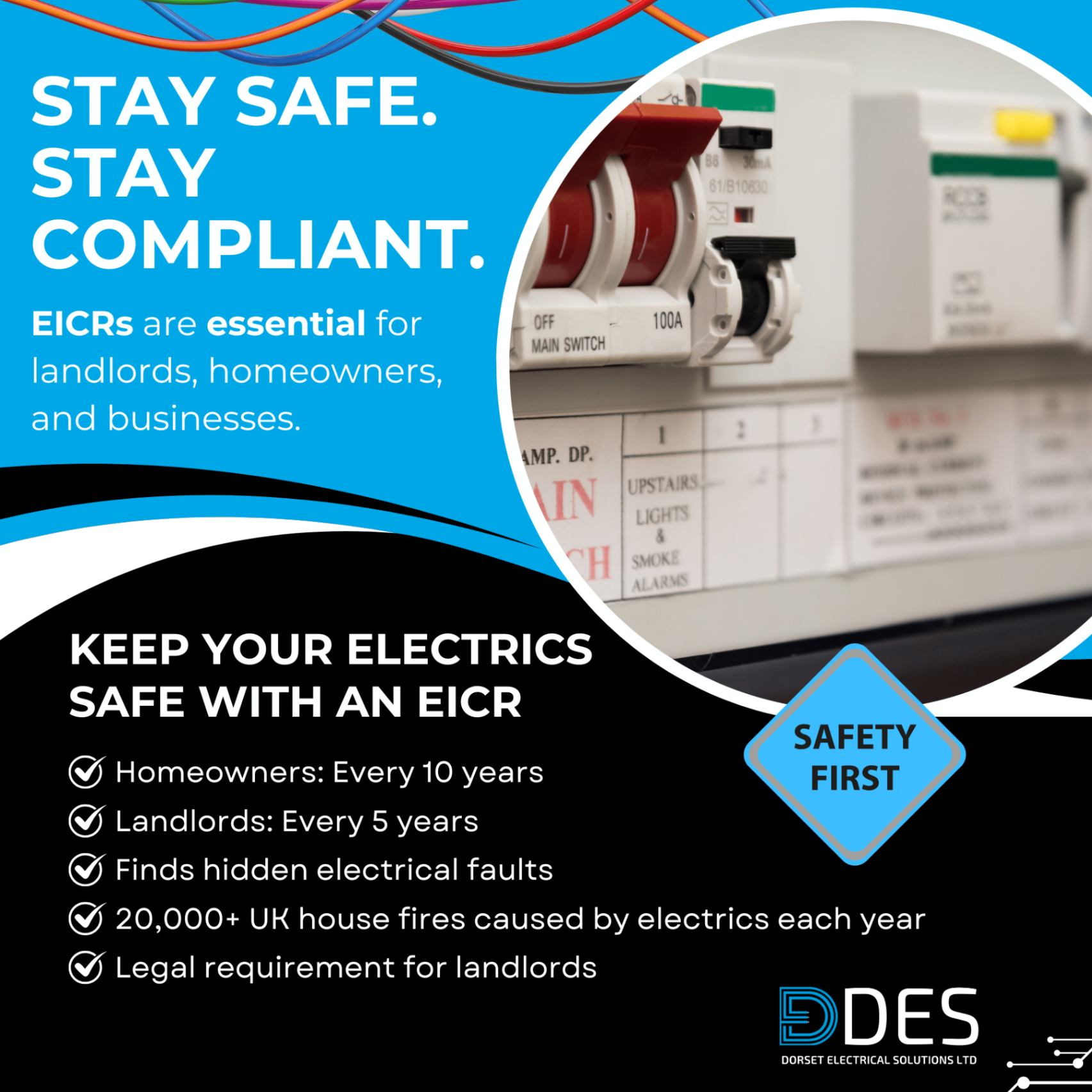 Promotional graphic from Dorset Electrical Solutions