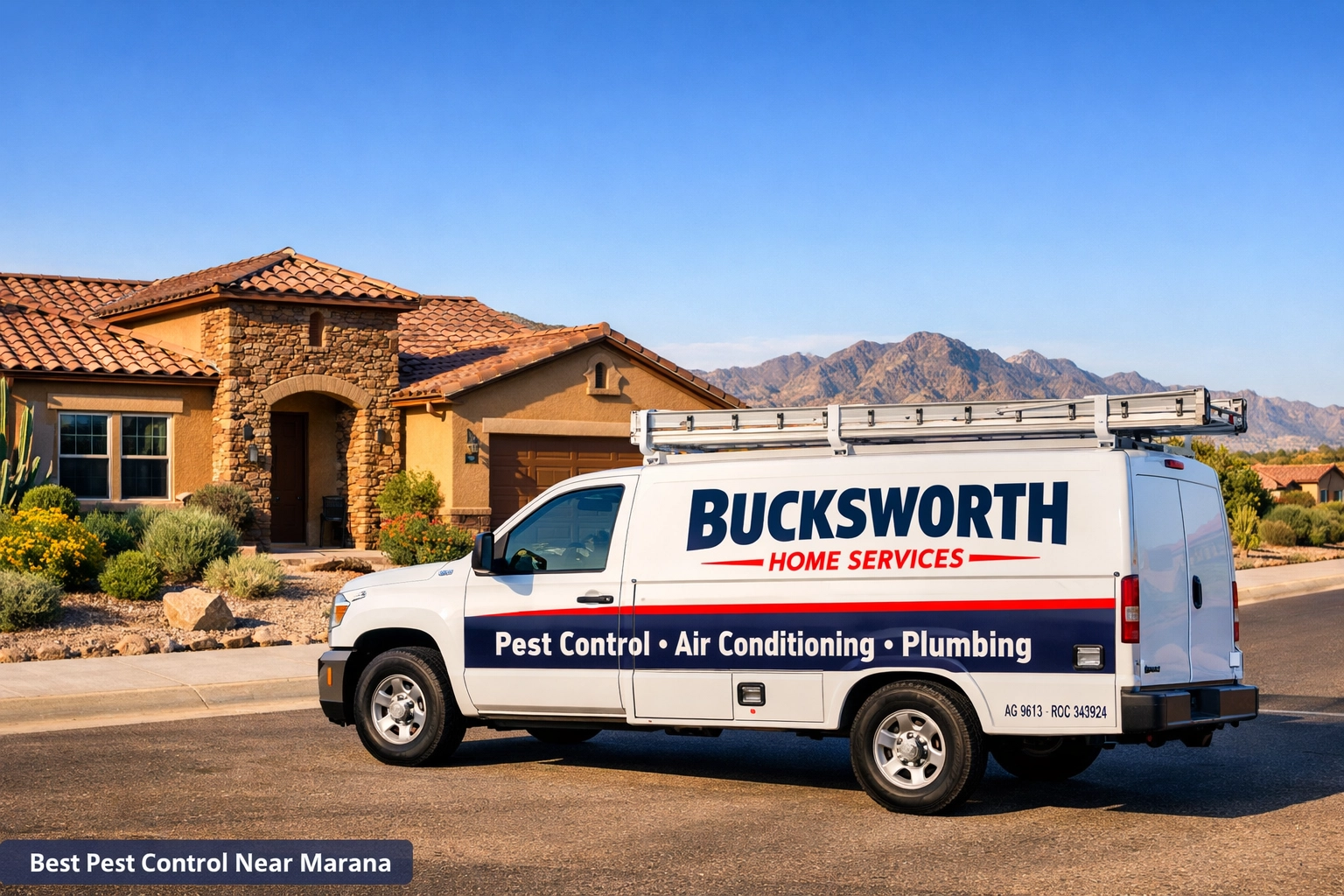 Bucksworth Home Services truck providing the best pest control near Marana in Gladden Farms.