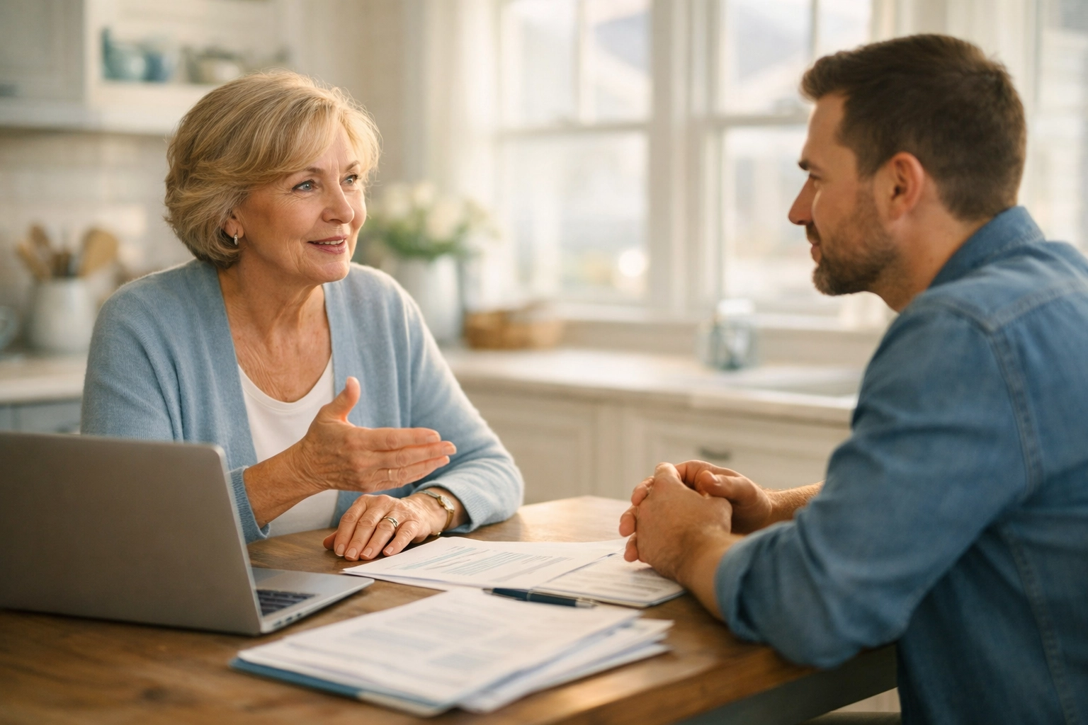 Real estate agent consulting with client about home selling strategy in Melrose MA