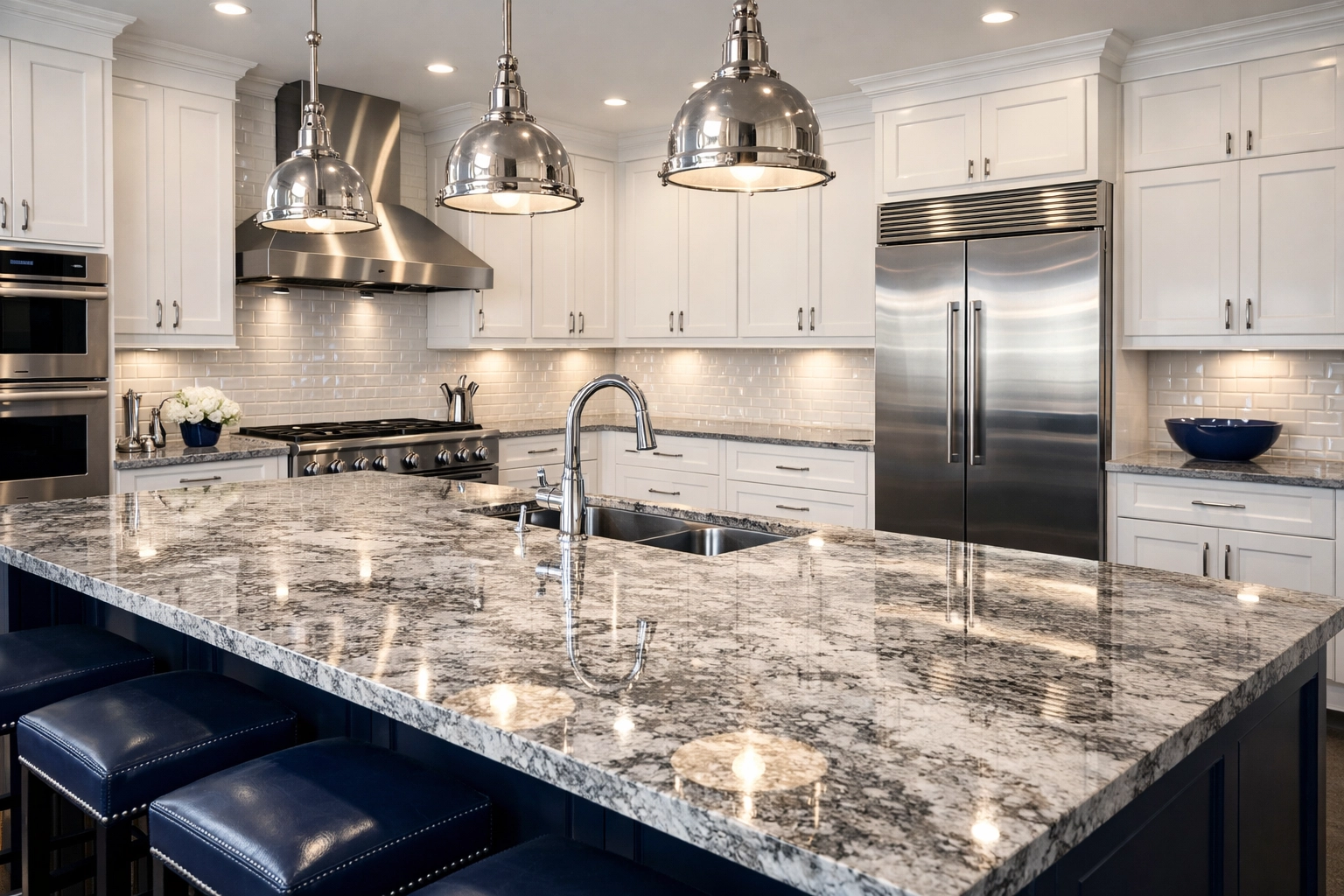 A spotless luxury kitchen in Dover after a professional residential cleaning Massachusetts service session.