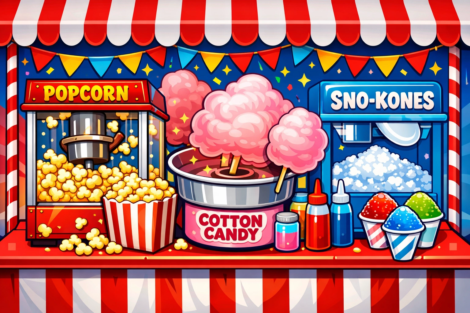 Carnival food rentals including popcorn and cotton candy machines for school fundraisers.
