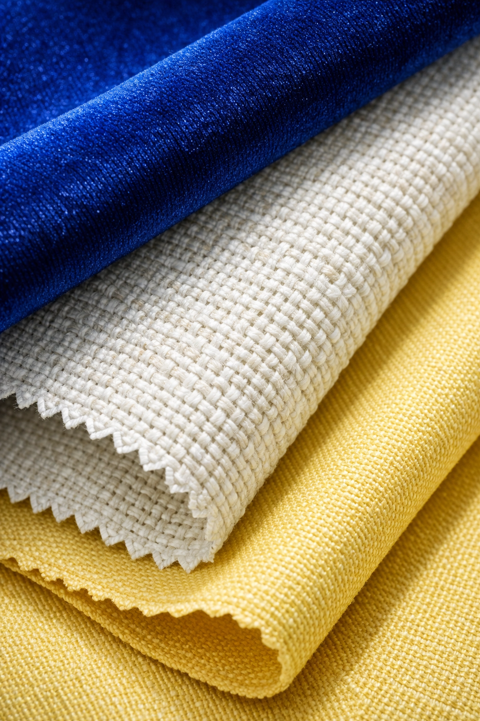 Close-up of high-quality upholstery fabric swatches showing expert furniture cleaning and care.