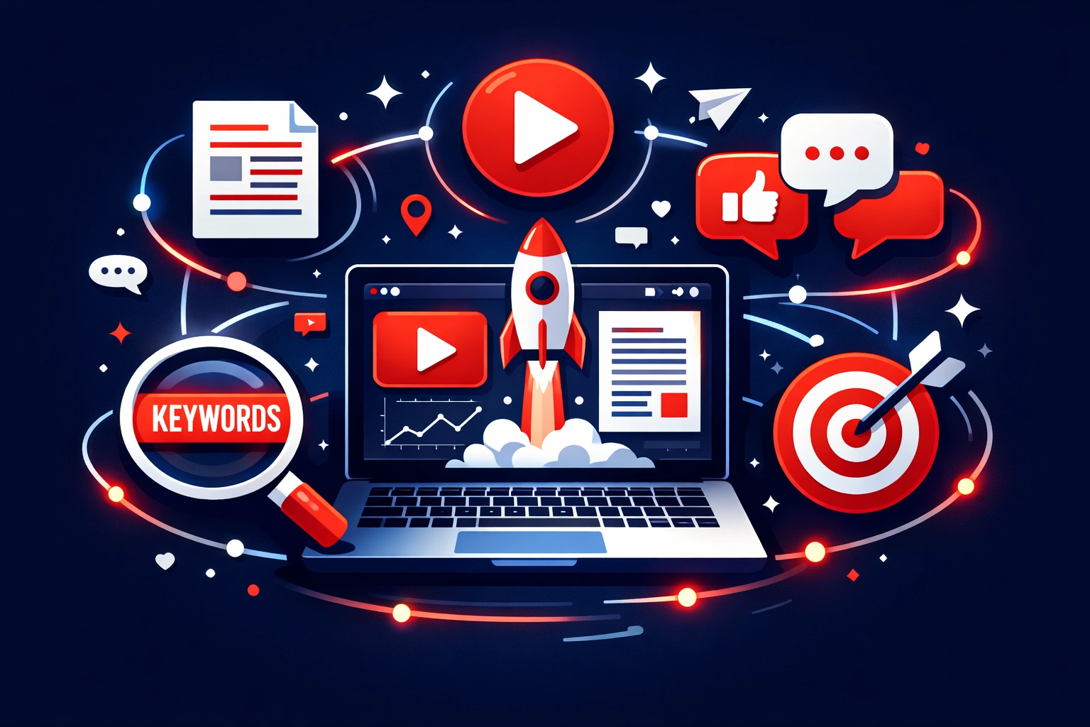 Content marketing strategy with SEO and social media elements for online business