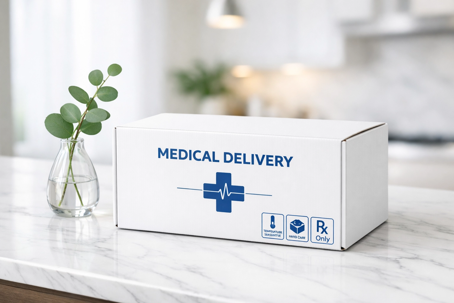 Prescription medical weight loss package delivered to a home, showing the convenience of online treatment.
