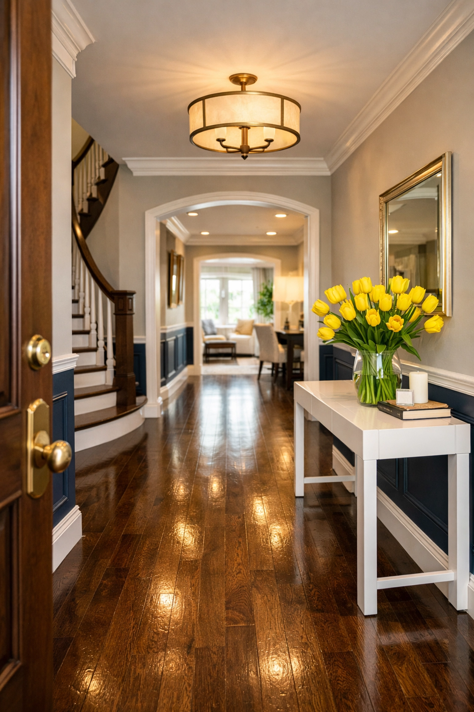 Pristine home foyer highlighting residential cleaning Auburn MA excellence and professional results.