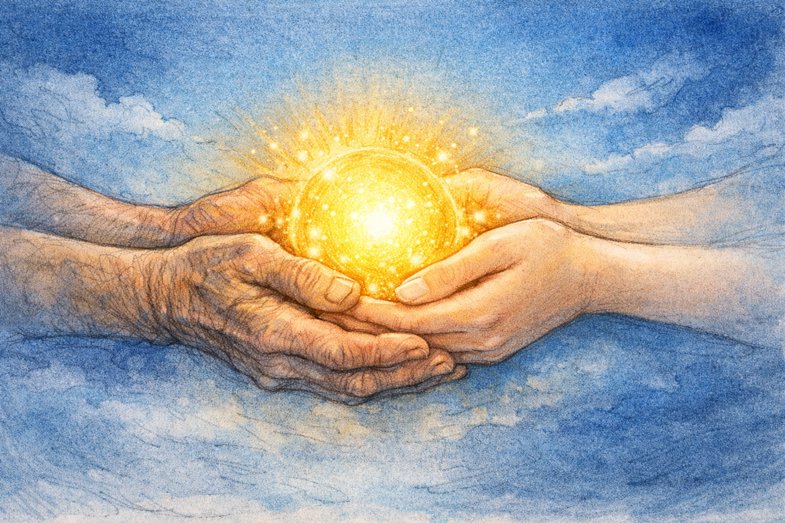 Diverse hands holding a glowing light symbolizing the character of Christ and biblical love.