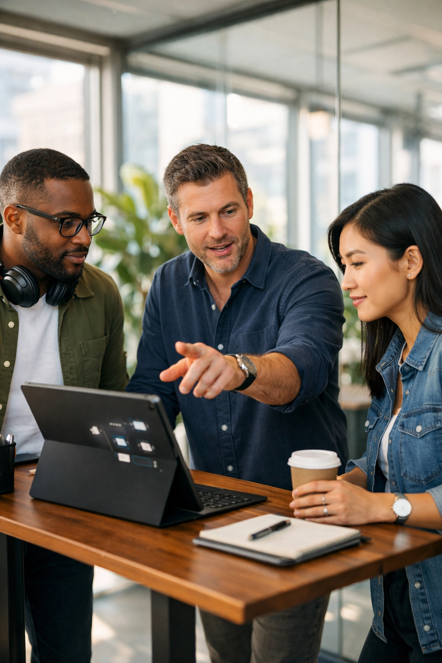 IT professionals discussing digital workflows with a ServiceNow implementation partner.