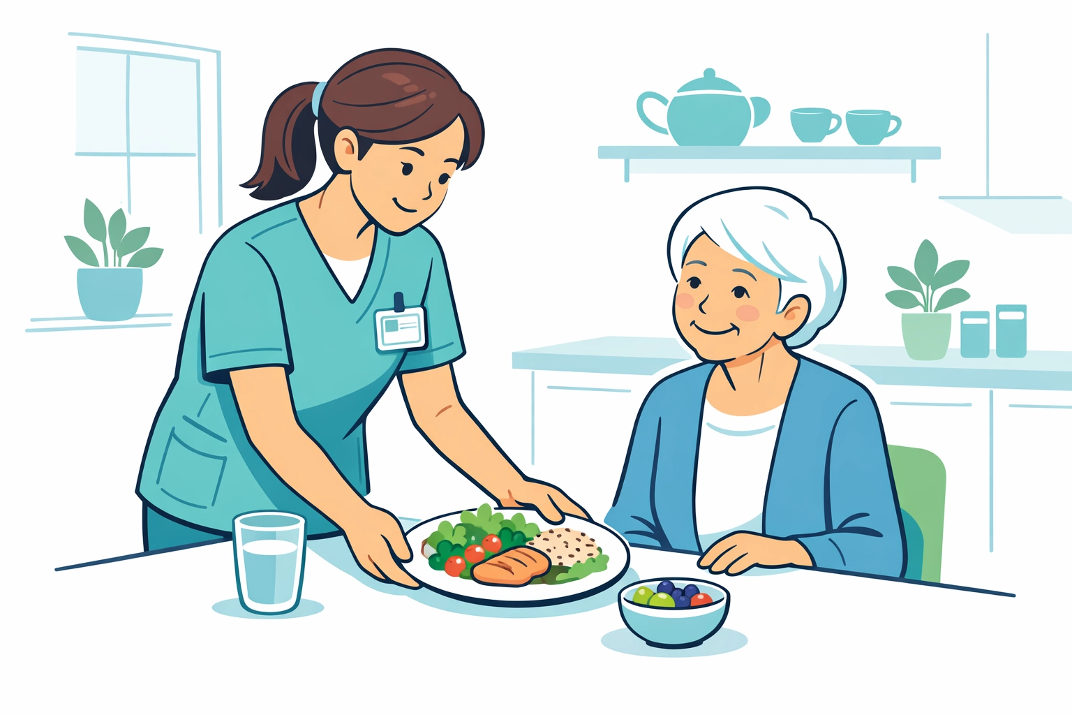Caregiver providing personal care services at home by preparing a healthy meal for a senior in Austin.