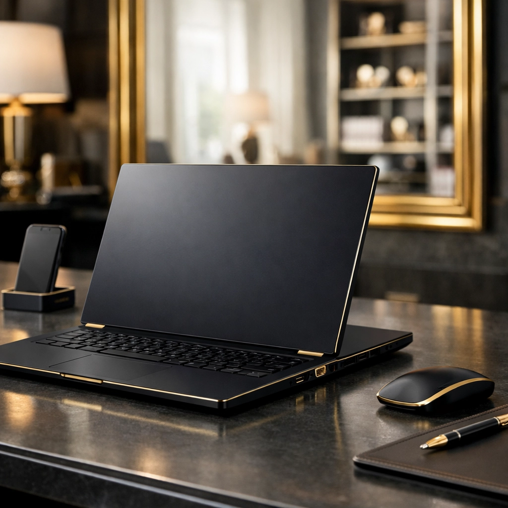 Sleek laptop on a desk representing secure digital audit trails and property management record storage.