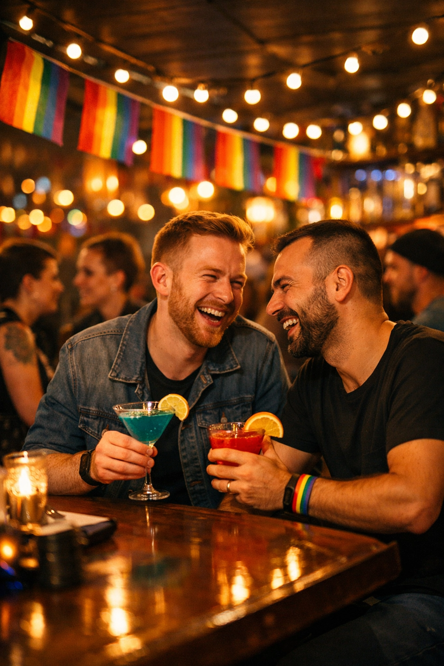 Gay men enjoying drinks at LGBTQ+ bar in Reykjavik Iceland nightlife scene