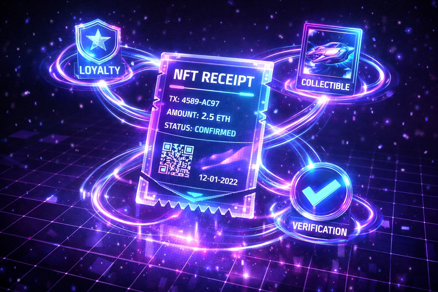 NFT receipt transforming into loyalty badges and verification tokens for merchants