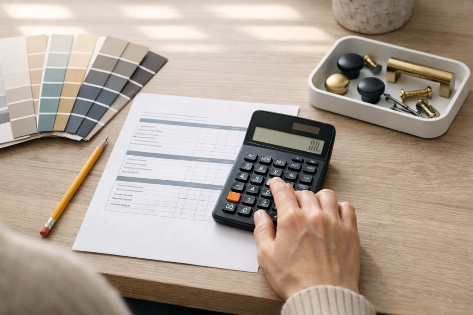 Using a profit planner and calculator to determine the resale value and furniture flipping profit.