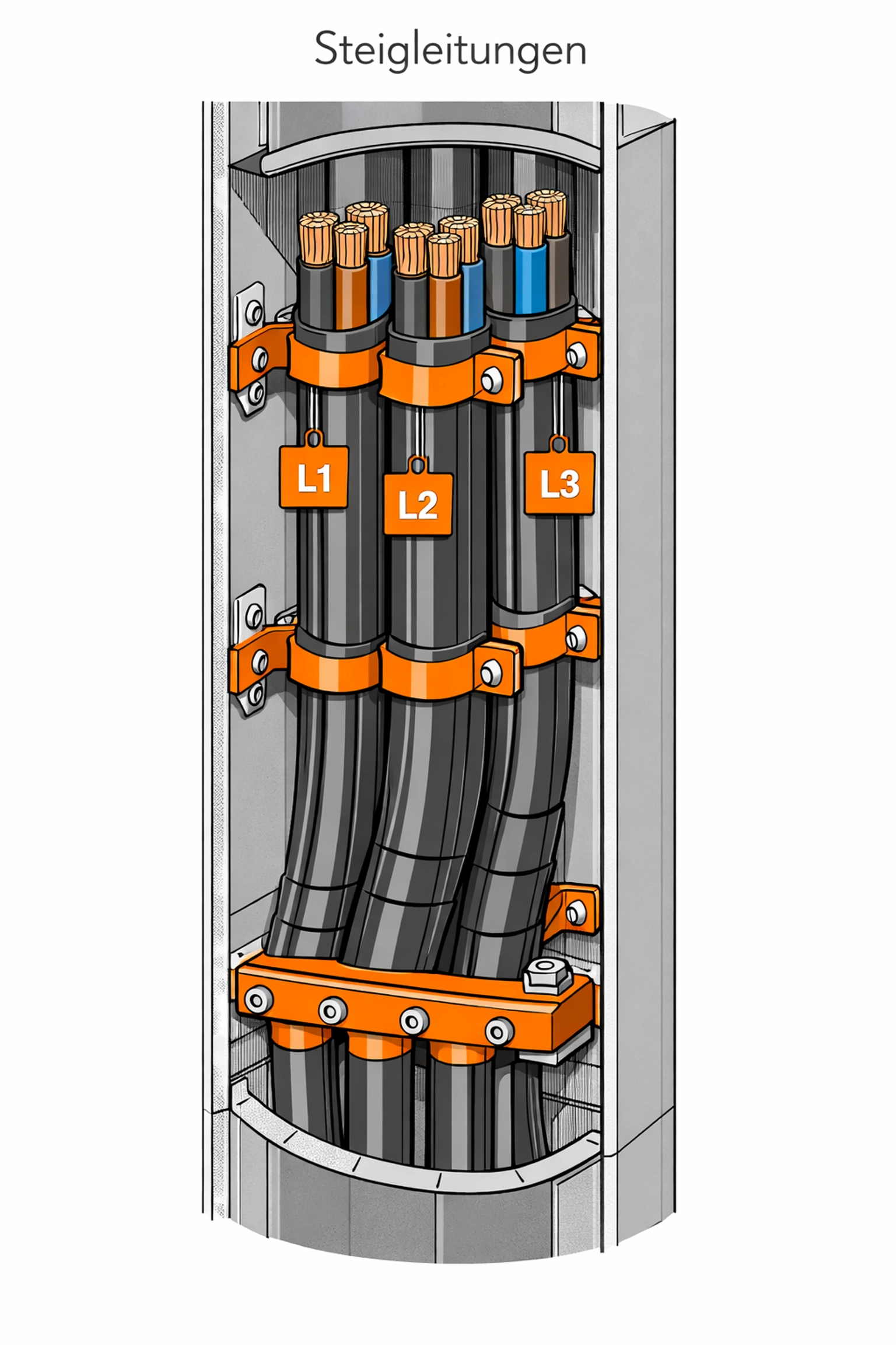 Professionelle Installation von Steigleitungen zur Sanierung der Elektrik in Wiener Altbauten.