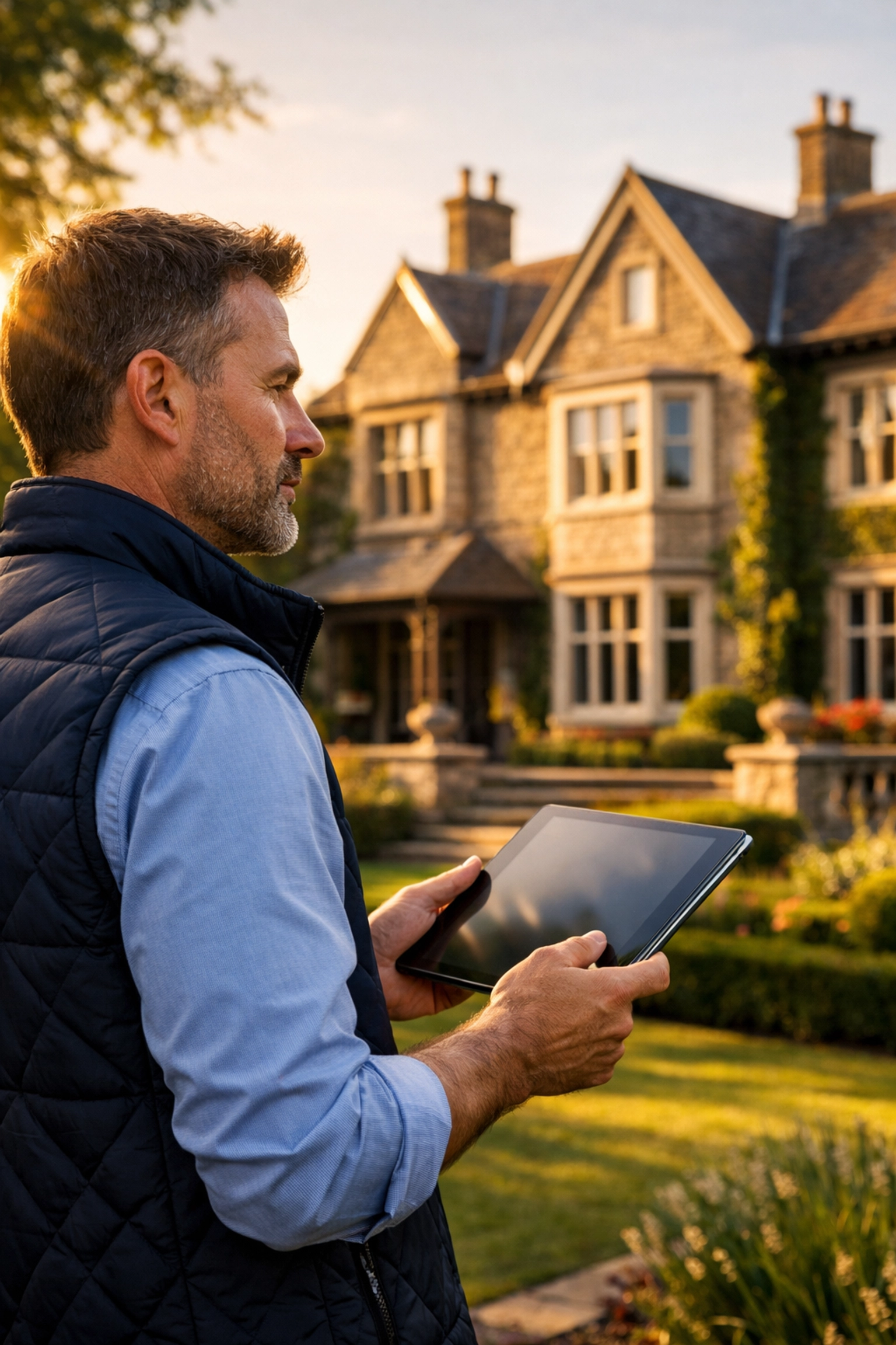 Expert consultant assessing a period property for a house extension in West Sussex.