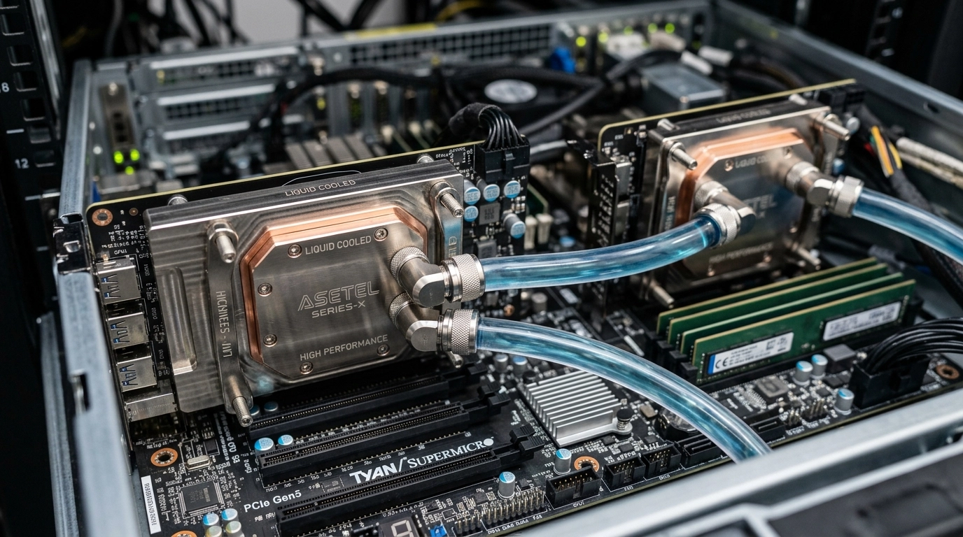 Liquid cooling cold plates on GPU server