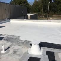 Flat roof repair work in progress