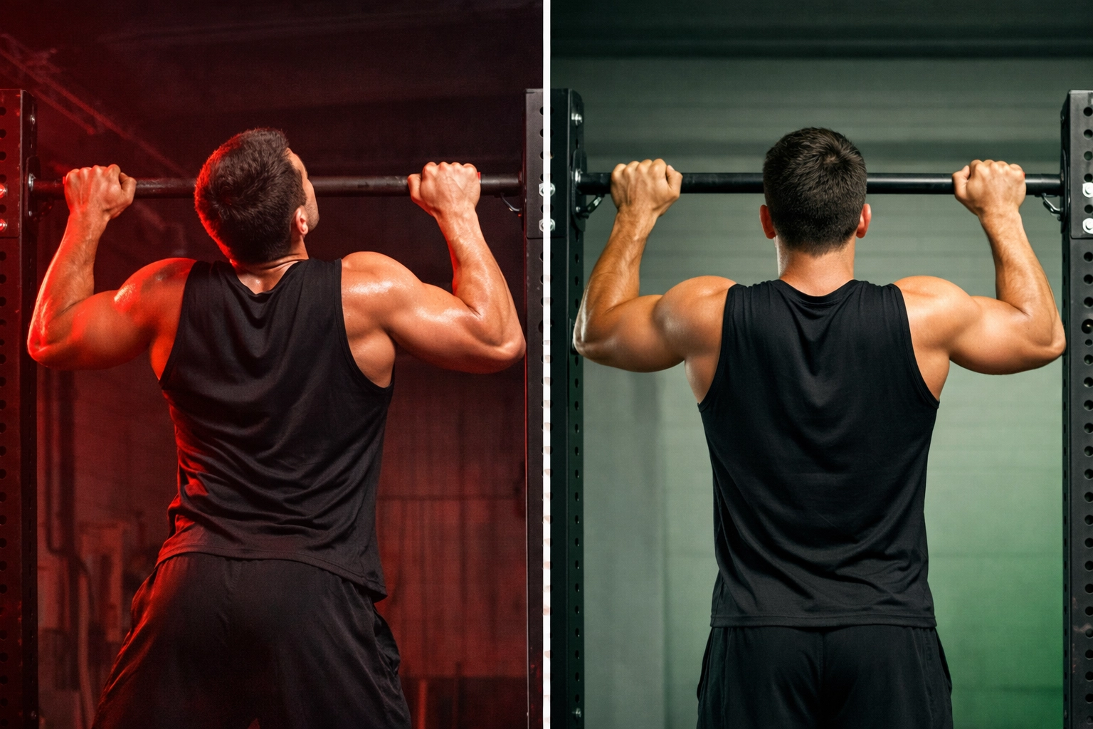 Comparison of poor versus proper pull-up form for home bodyweight training