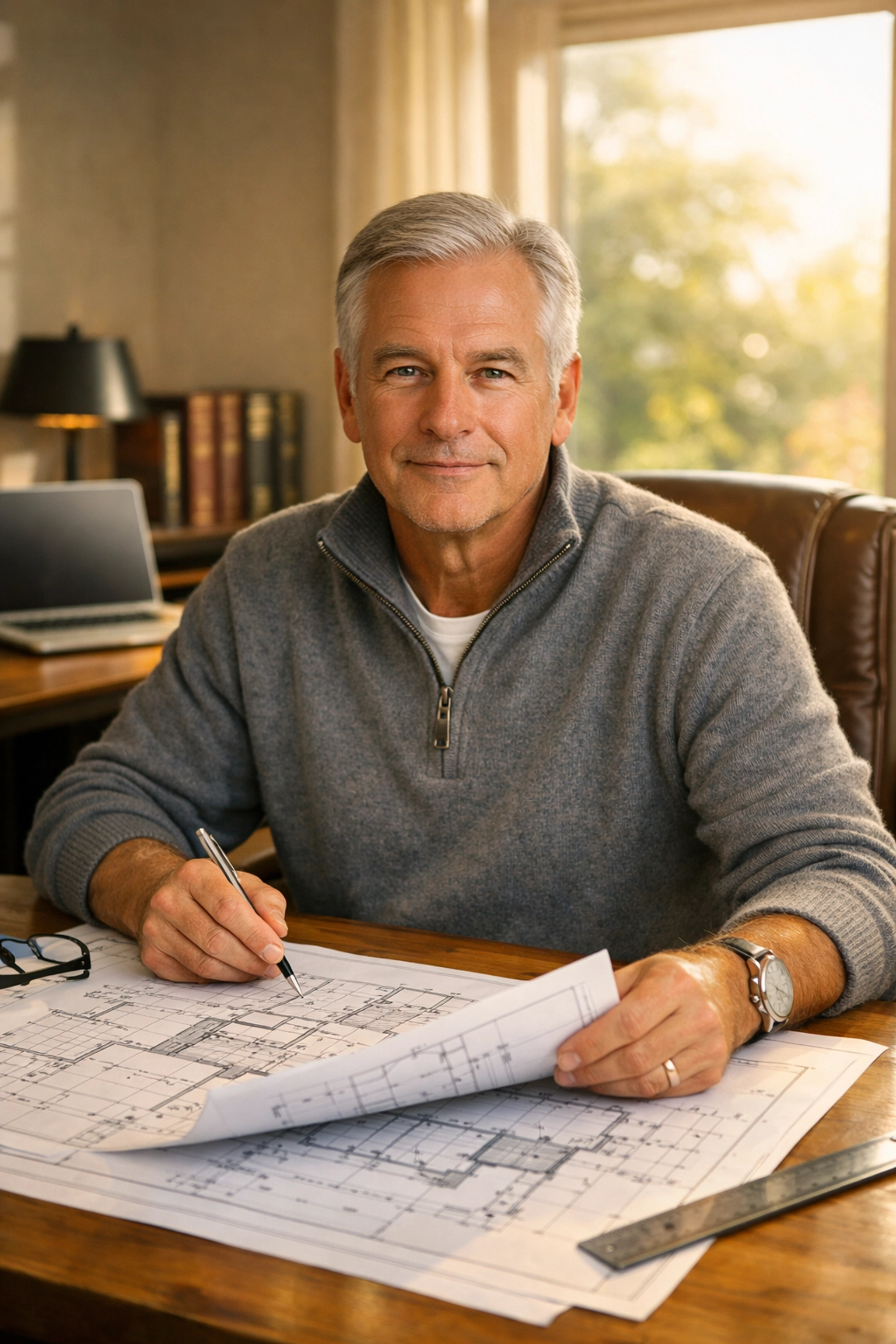 Retiree reviewing an engineered financial plan to protect retirement savings from market losses and recovery delays.