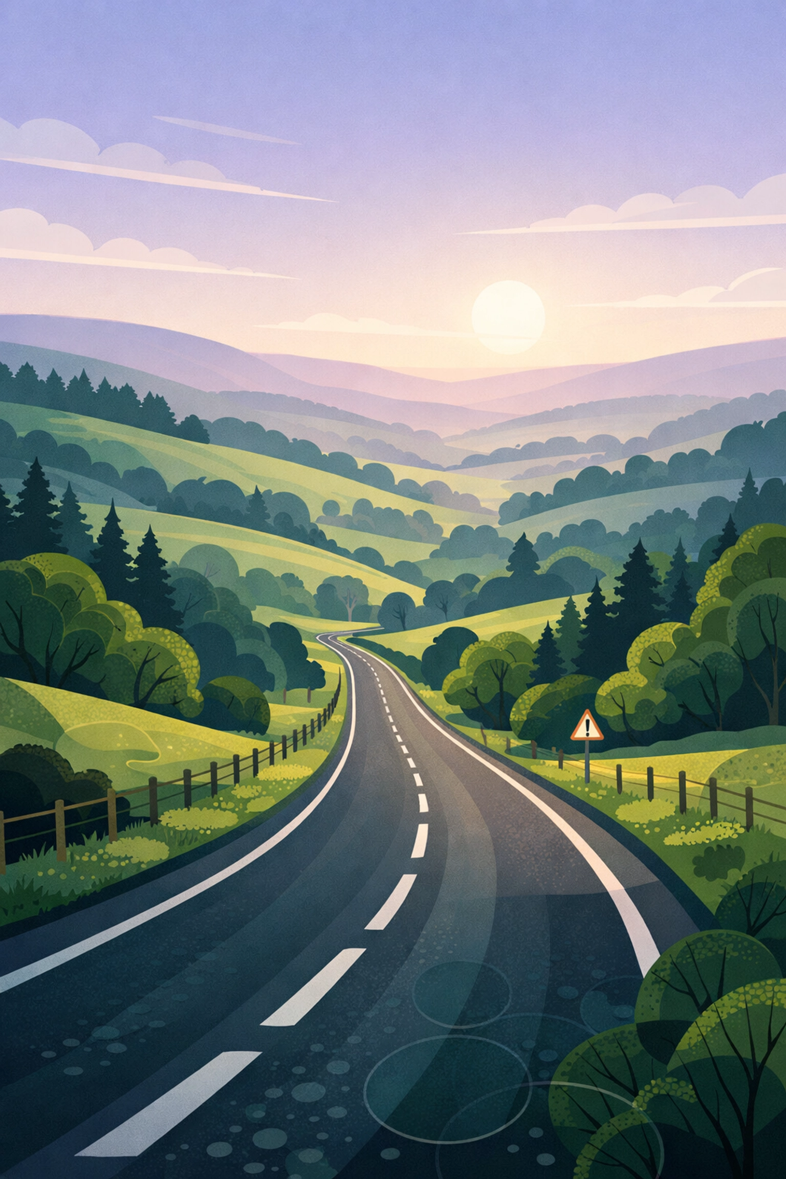 Scenic rural driving route through the green Lancashire countryside and Ribble Valley.