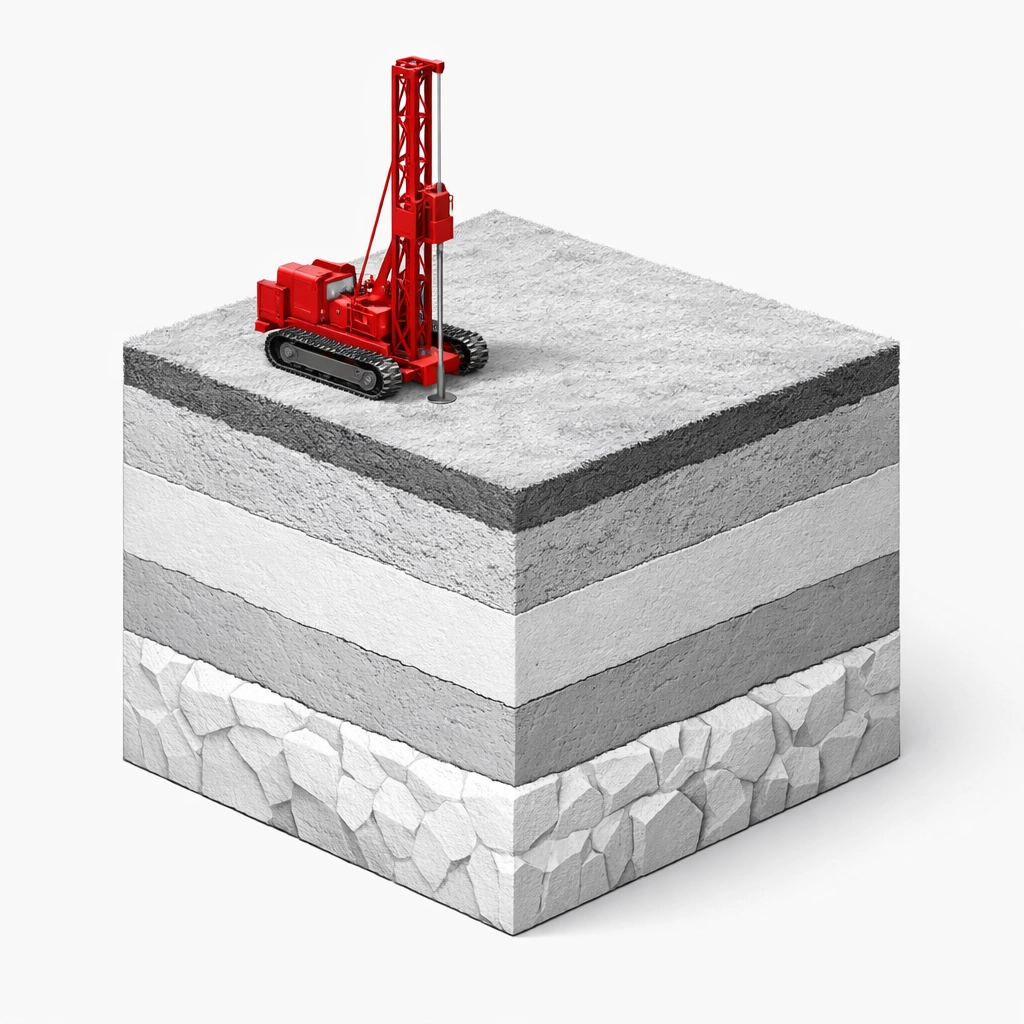 Analyse des couches de sol et test géotechnique pour l'achat sécuritaire d'un terrain à Québec.