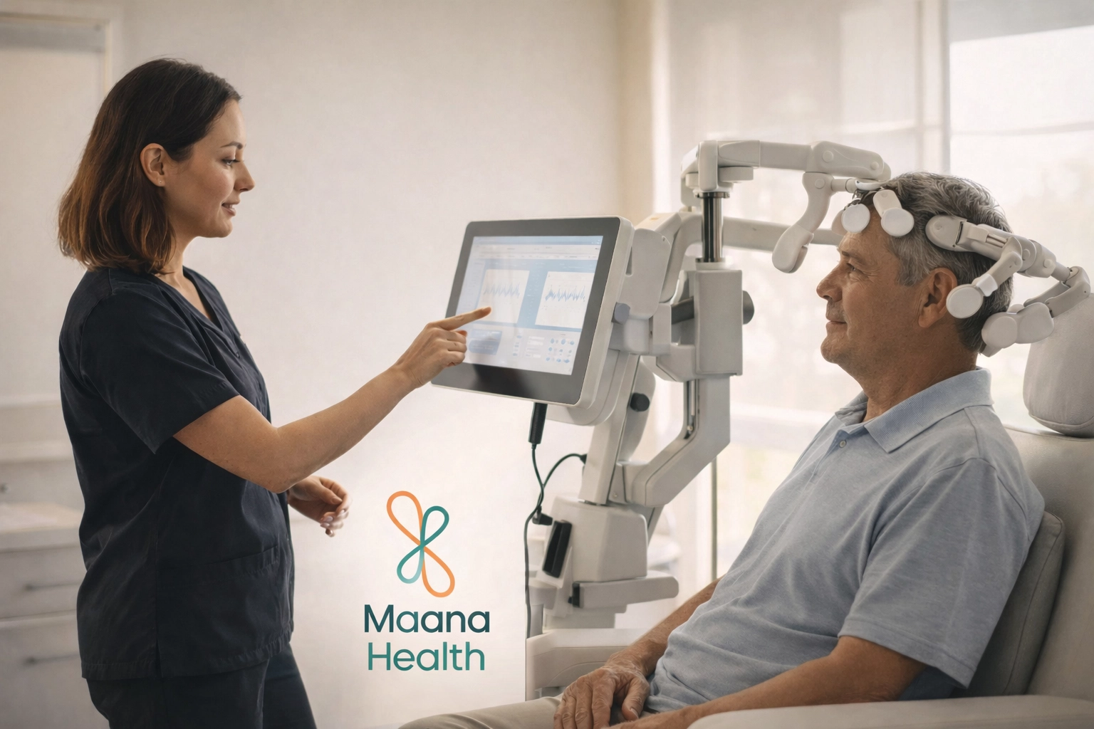 Maana Health doctor operating advanced diagnostic device