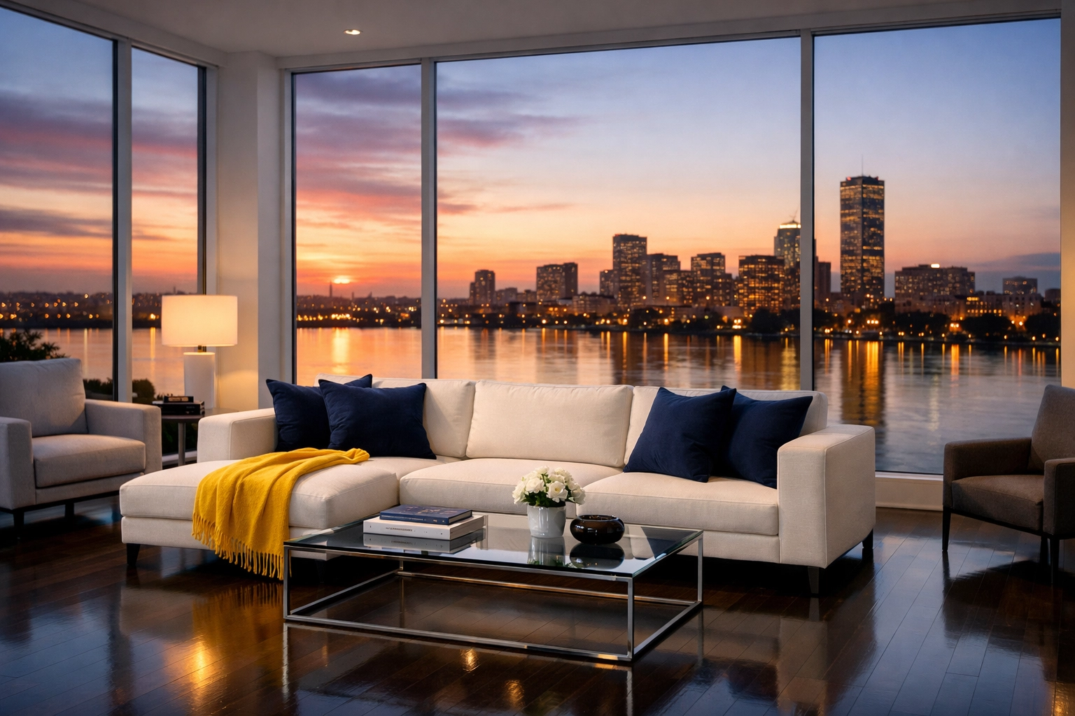 Clean luxury penthouse in Kendall Square overlooking the Charles River, serviced by a top maid service in Cambridge.