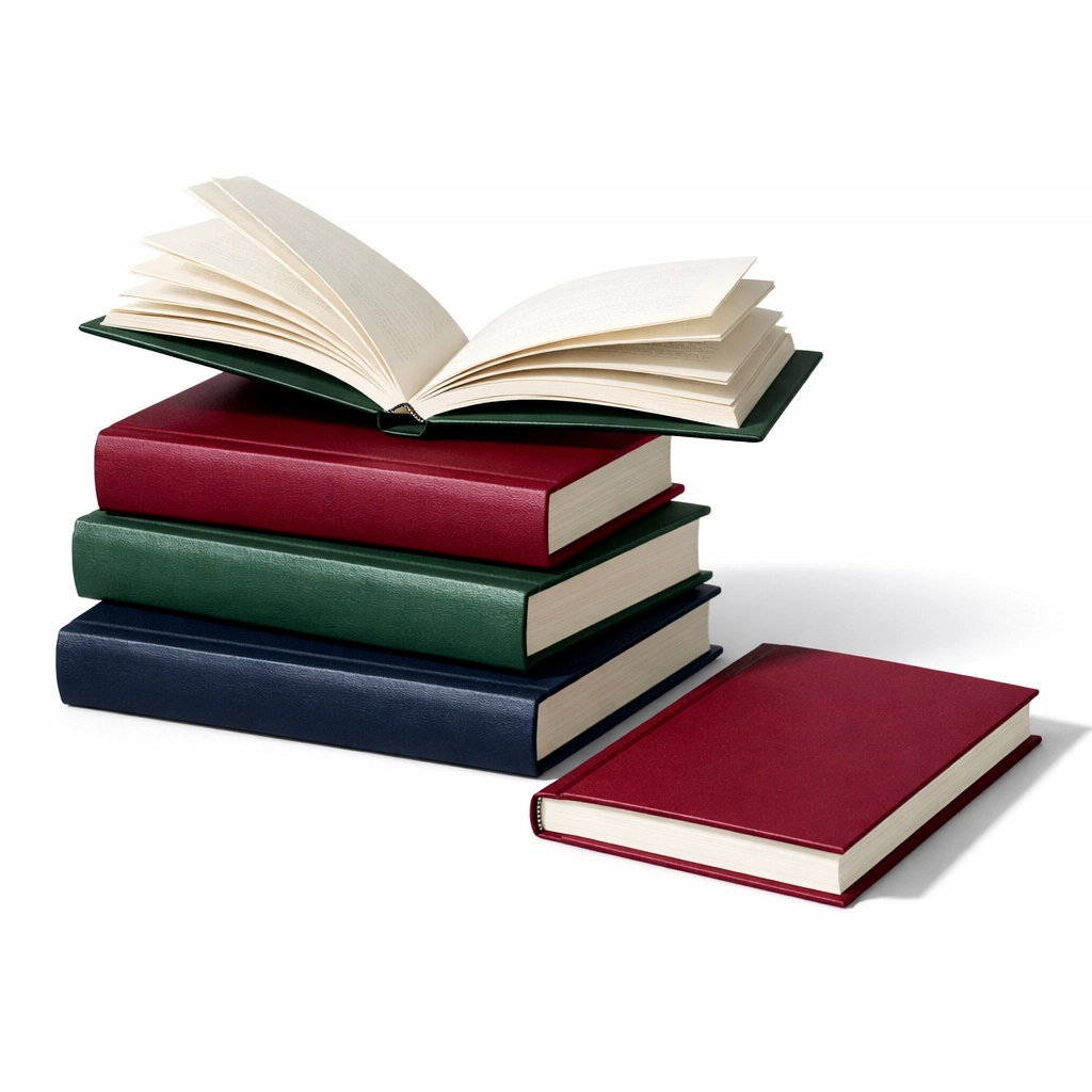 Stack of colorful novellas showing compact size and elegant hardcover design