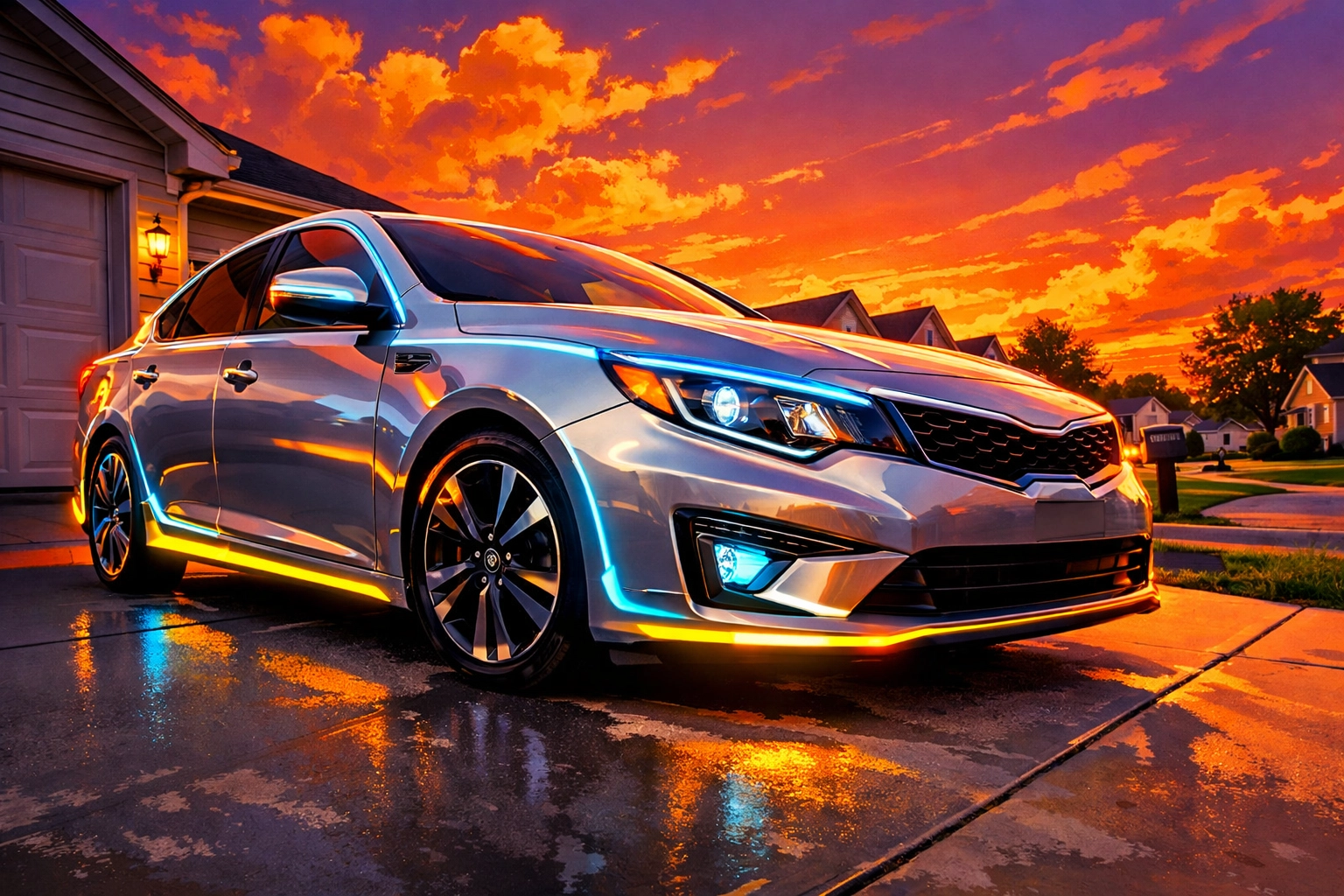 Silver used sedan in an Arnold MO driveway, an affordable car to help build credit with a manageable loan.