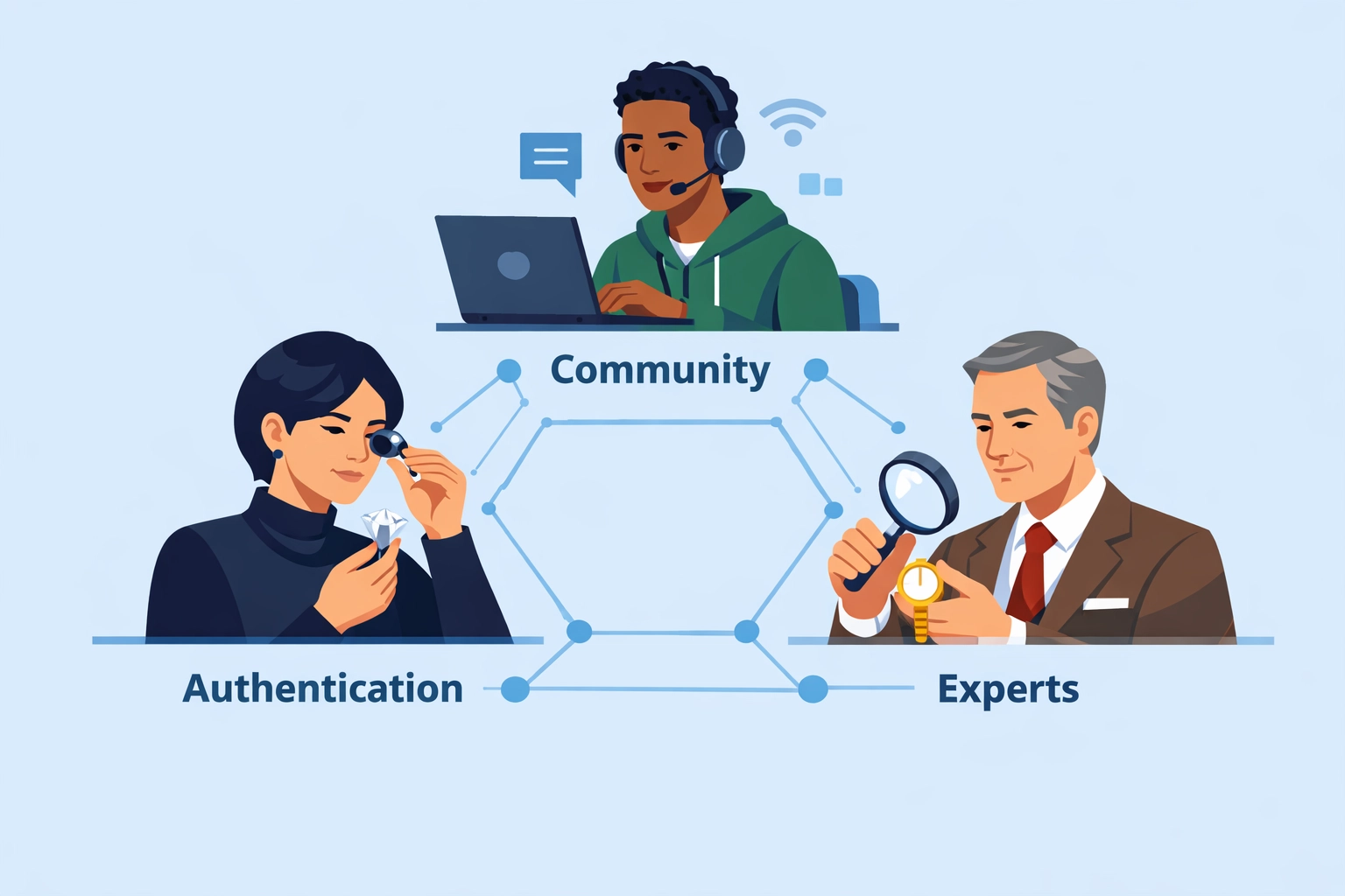 A network of professional authentication experts and appraisers ensuring item accuracy.