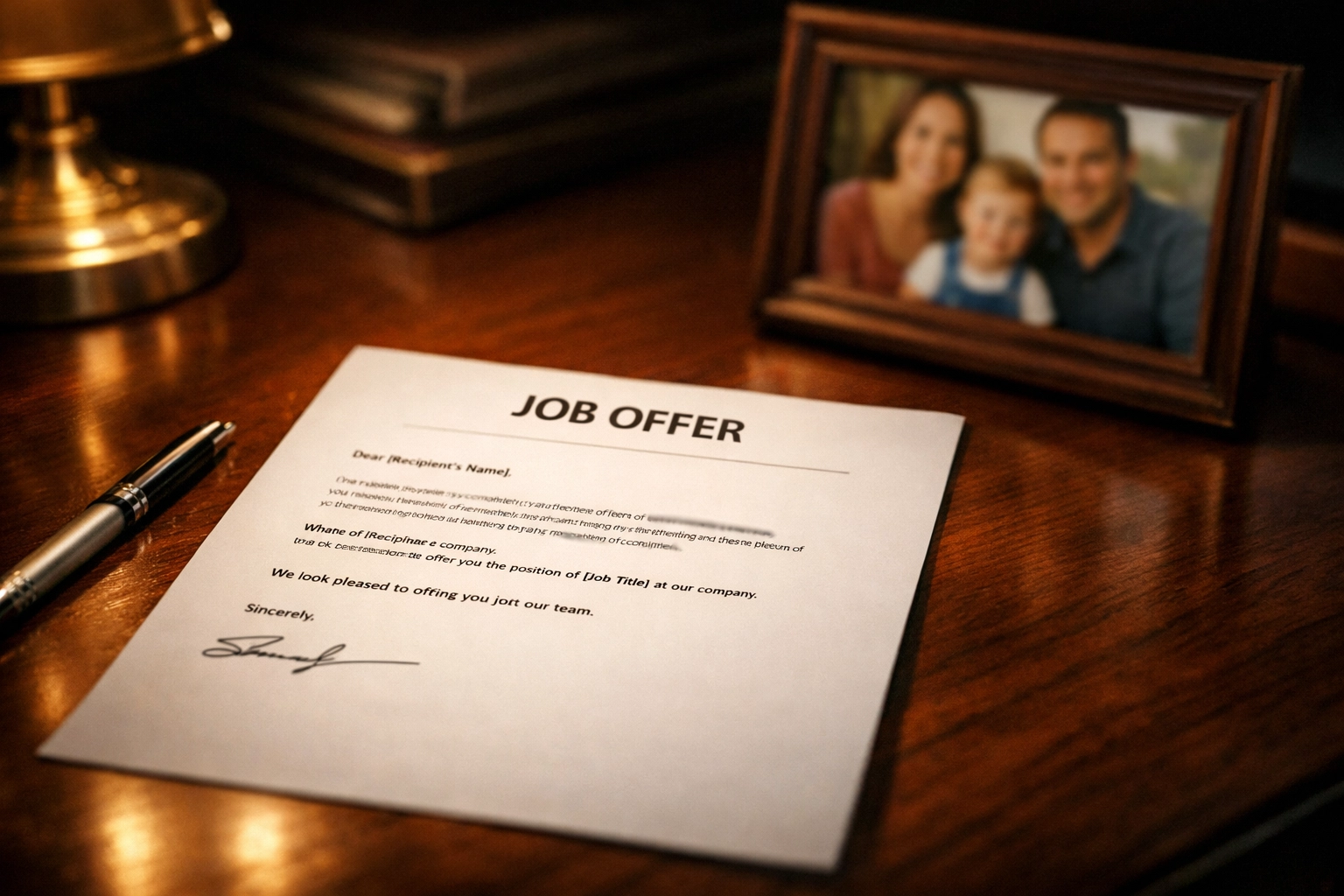 Child custody Spotsylvania VA employment relocation example with job offer letter on desk