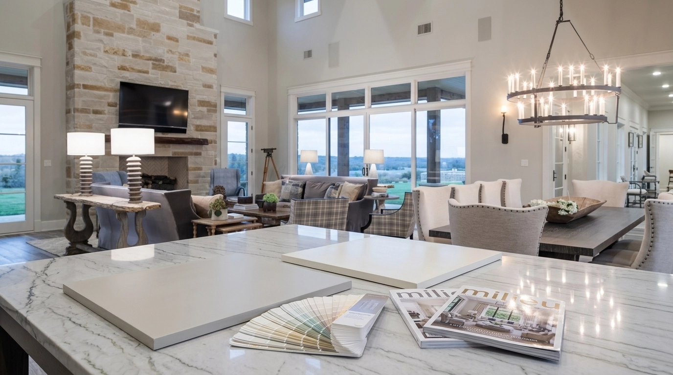 High-end interior design studio with paint sample boards