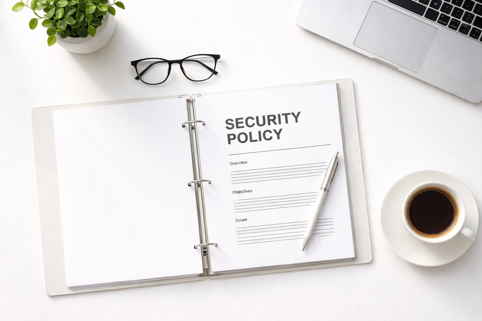 Organized workspace with compliance documents reflecting accounting firm IT support planning