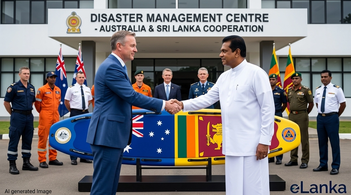 Australian and Sri Lankan officials at the equipment handover ceremony