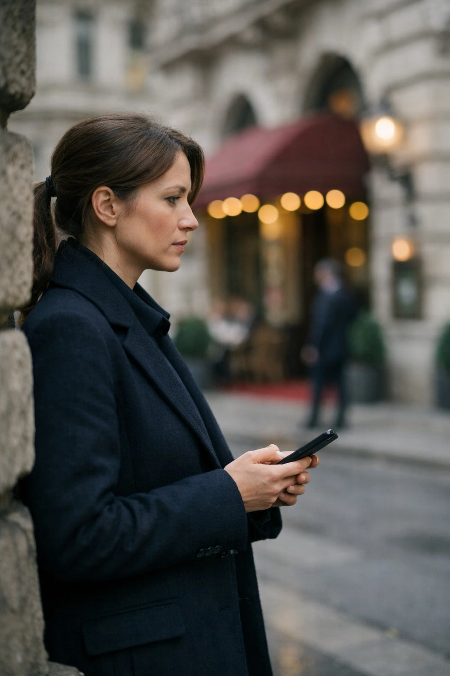 Sicherheitsmitarbeiterin bei der diskreten Voraufklärung in Wien für professionellen Personenschutz.