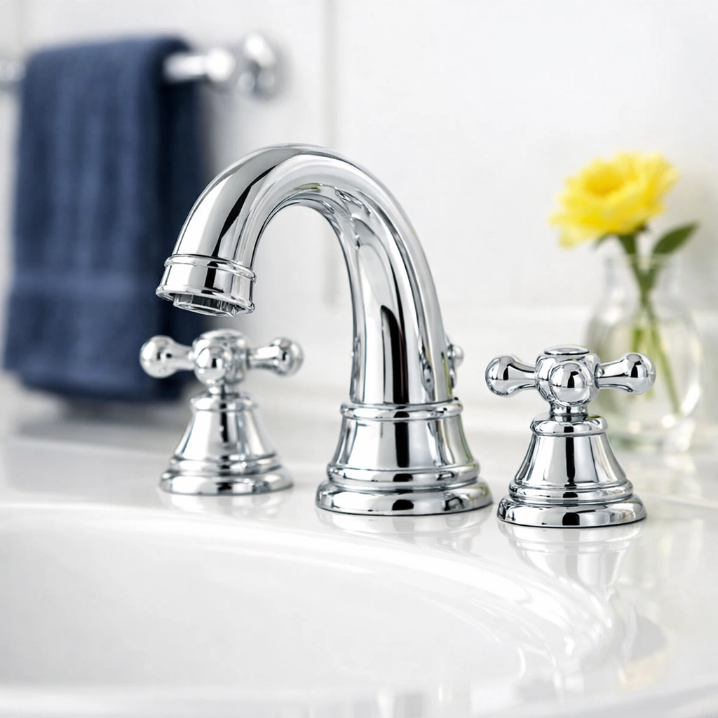 Close-up of a sparkling clean bathroom faucet highlighting the quality of Bi-Weekly Maid Service Brookline.