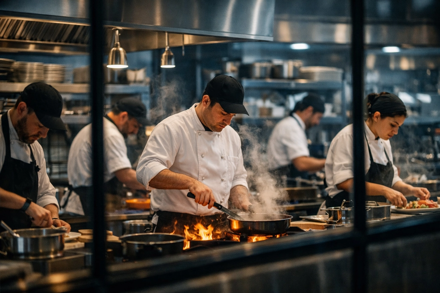 Professional candid photography of chefs in a kitchen, showcasing documentary travel photography.