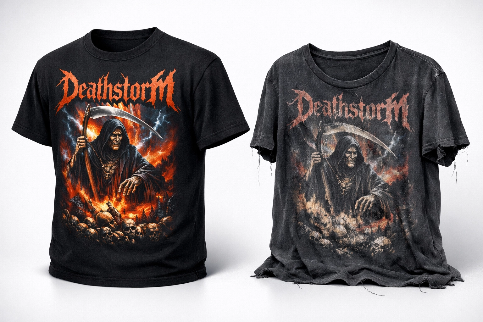 Quality officially licensed band tee compared to thin fast-fashion knockoff showing fabric difference