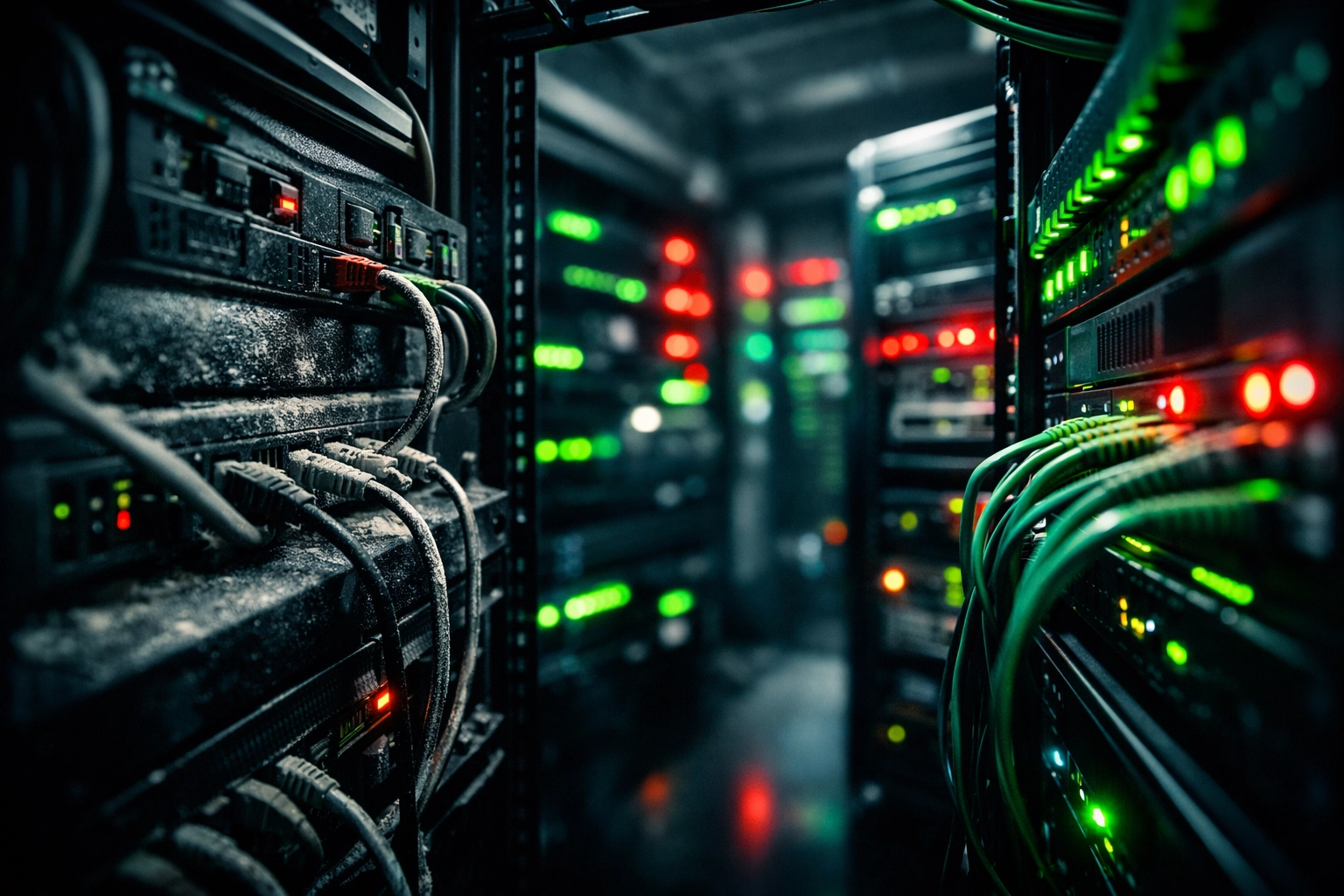 Aging server infrastructure in Nebraska medical clinic showing outdated IT equipment