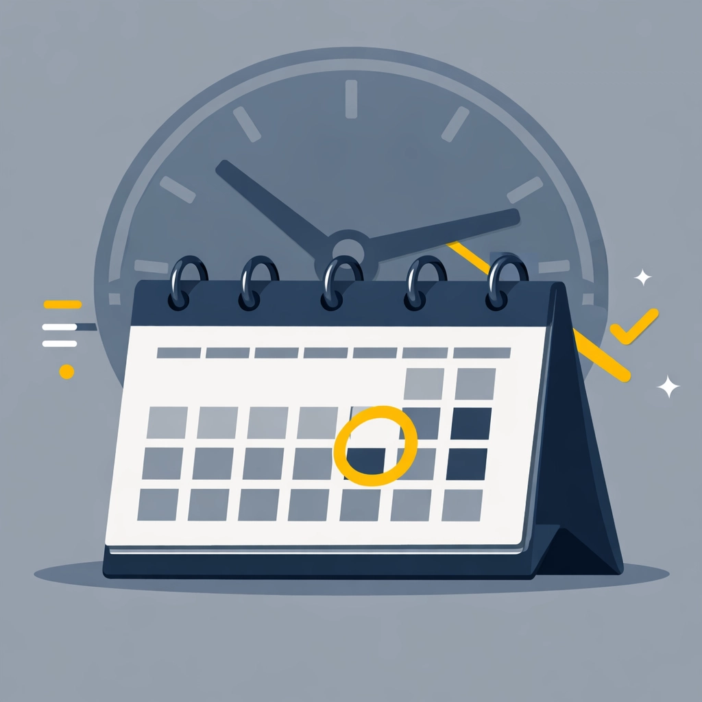 Calendar with a highlighted deadline and clock representing important IRS tax filing dates and penalties.