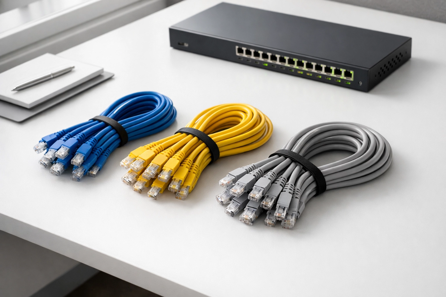 Organized network cables showing proper network segmentation for ERO tax office security